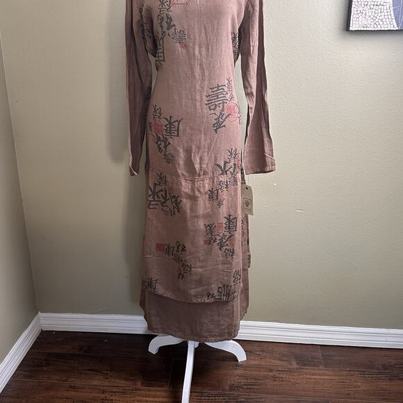 Tom Tom Maxi Boho Dress M Women NEW W Tags Linen Canton Easy Care Long Sl Coco - Picture 5 of 16